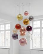 Artisan Luxury Glass Globe Chandelier – Custom Multi-Color Pendant Lighting for Hotels, Villas, and Luxury Spaces